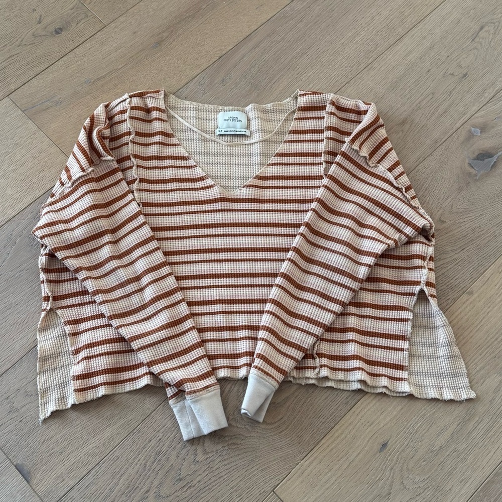 Urban Outfitters UO Cerys Spliced Thermal Cropped Blouse Top Small